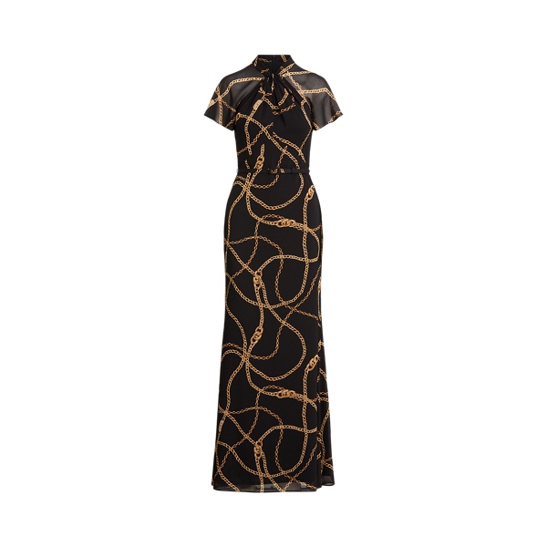 Georgette Twisted-Neck Dress Lauren 1