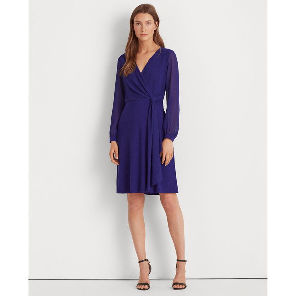 Cannes Blue Surplice Georgette Dress Lauren 3