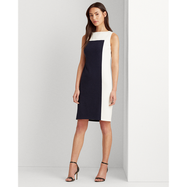 Navy/Cream Two-Tone Jersey Dress Lauren 4