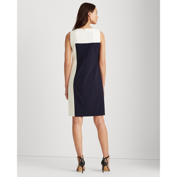 Navy/Cream Two-Tone Jersey Dress Lauren 5