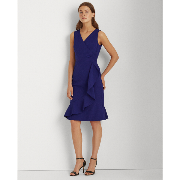 Cannes Blue Ruffle-Trim Crepe Dress Lauren 3