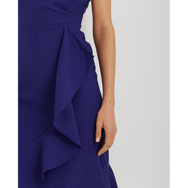 Cannes Blue Ruffle-Trim Crepe Dress Lauren 5