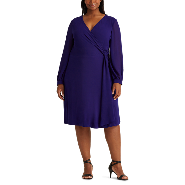 Cannes Blue Surplice Georgette Dress Lauren Woman 3