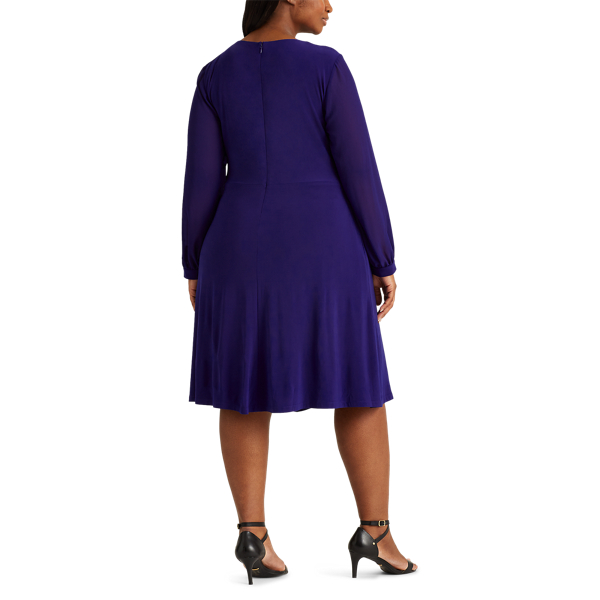 Cannes Blue Surplice Georgette Dress Lauren Woman 5