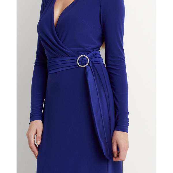 Cannes Blue Wrap-Style Jersey Gown Lauren 6