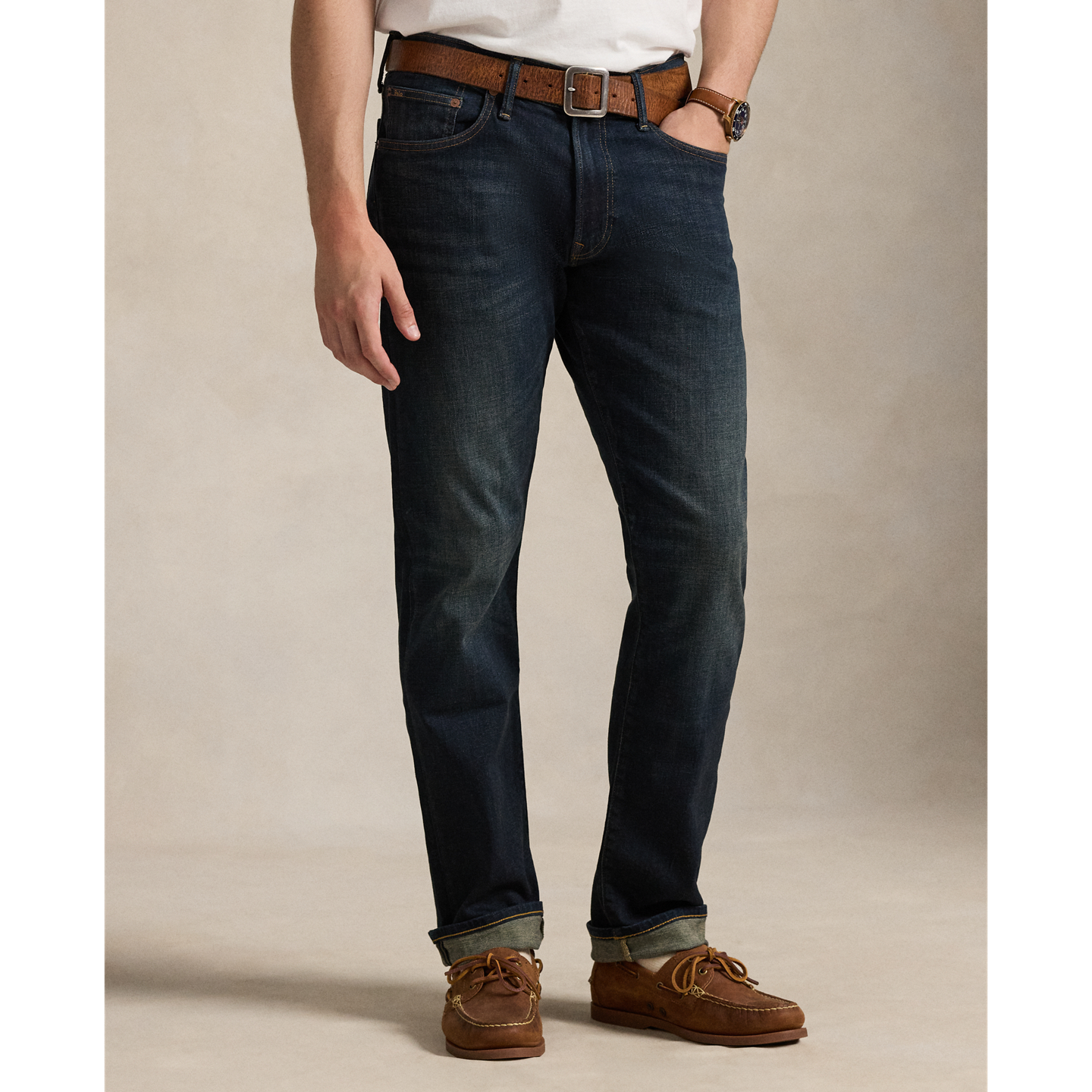 Мужские джинсы Ralph Lauren Hampton Straight Stretch, цвет: Тёмный индиго — фото 1