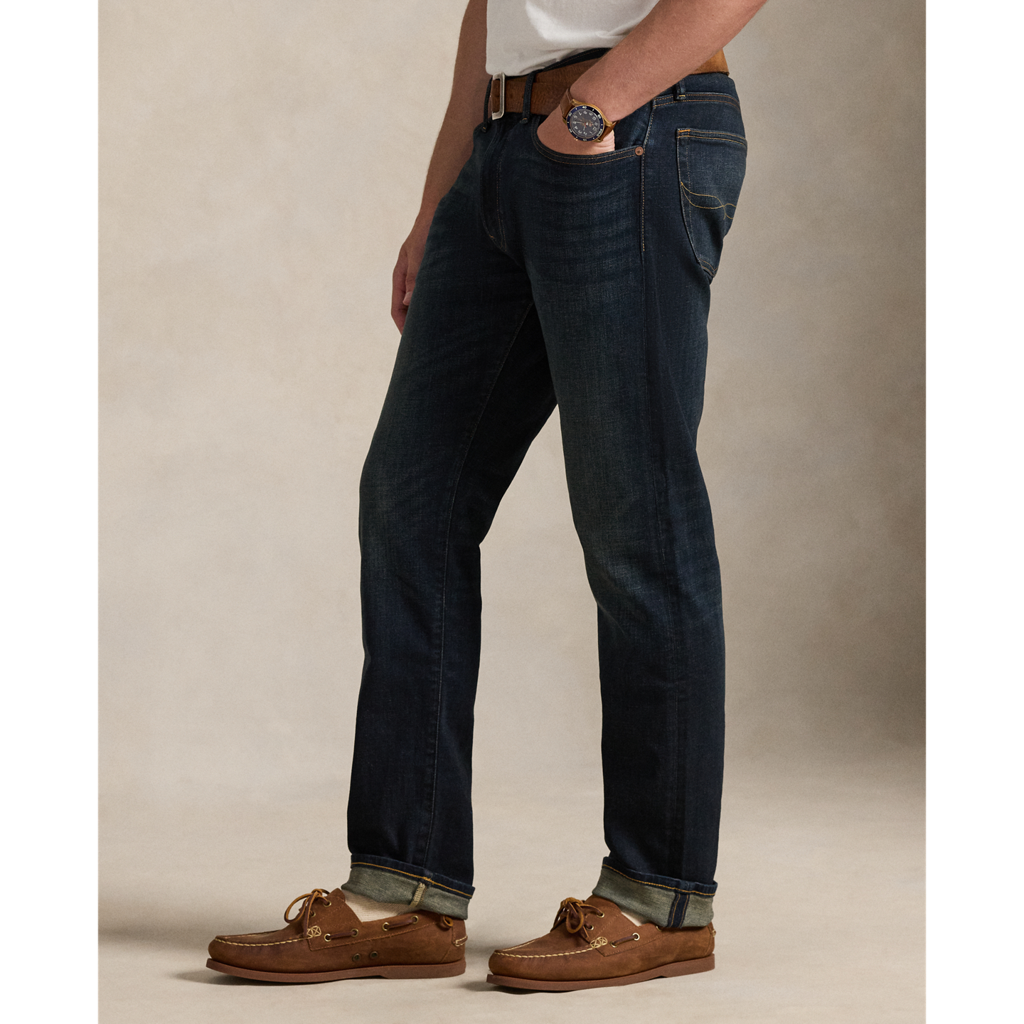 Мужские джинсы Ralph Lauren Hampton Straight Stretch, цвет: Тёмный индиго — фото 2