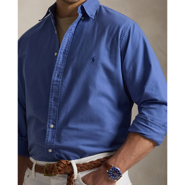 Bastille Blue Garment-Dyed Oxford Shirt Big & Tall 6