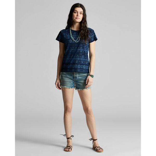 Indigo Multi Indigo Cotton-Linen Tee RRL 3