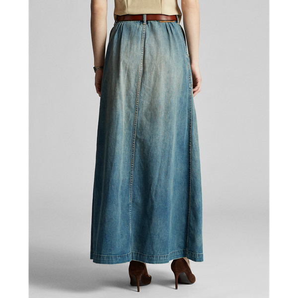 Rylee Wash Repaired Denim Skirt RRL 4
