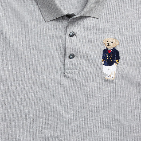 Classic Light Grey Custom Slim Fit Bear Polo Purple Label 7