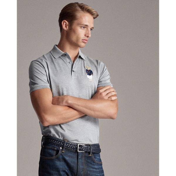 Classic Light Grey Custom Slim Fit Bear Polo Purple Label 4