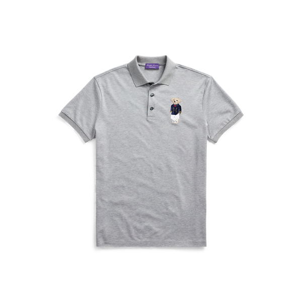 Classic Light Grey Custom Slim Fit Bear Polo Purple Label 2