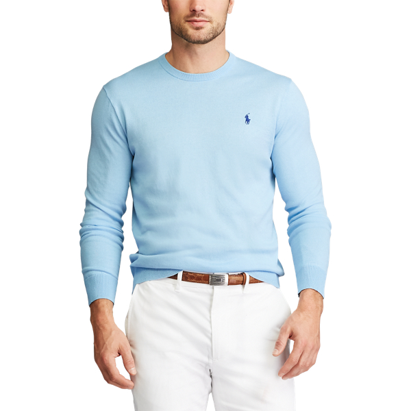 Powder Blue Cotton Crewneck Jumper Polo Golf 3