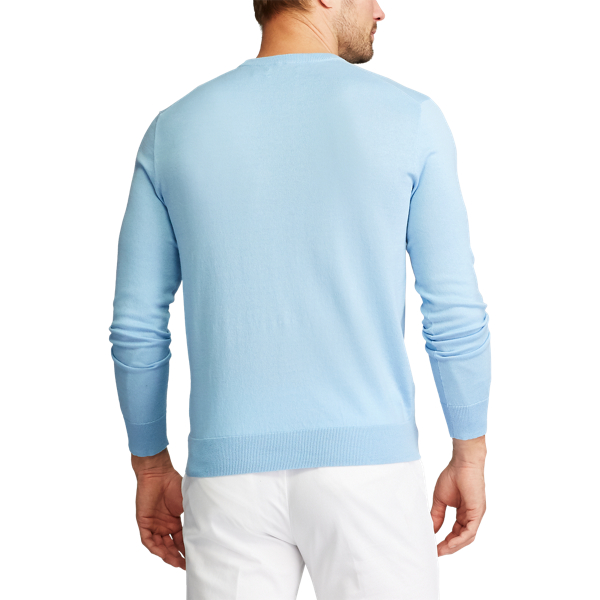 Powder Blue Cotton Crewneck Jumper Polo Golf 4
