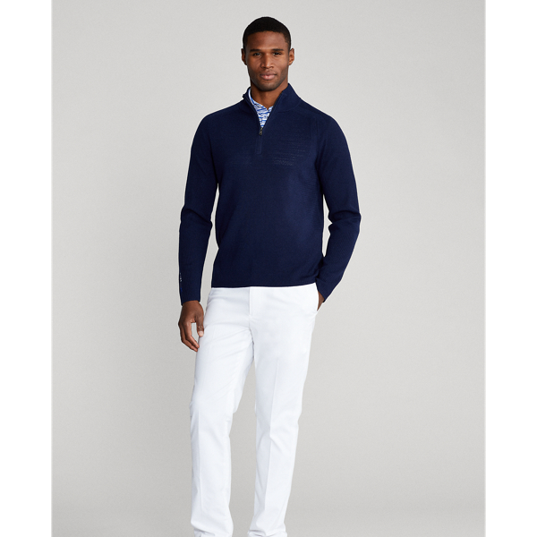 Refined Navy Performance Wool-Blend Jumper RLX 4