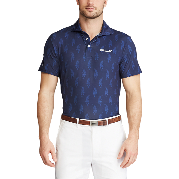 Refined Navy Tonal Tiger Custom Slim Performance Polo RLX 3