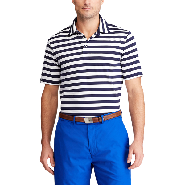 Camisa Polo Custom Slim Fit RLX em Azul-mar sublime/branco 3