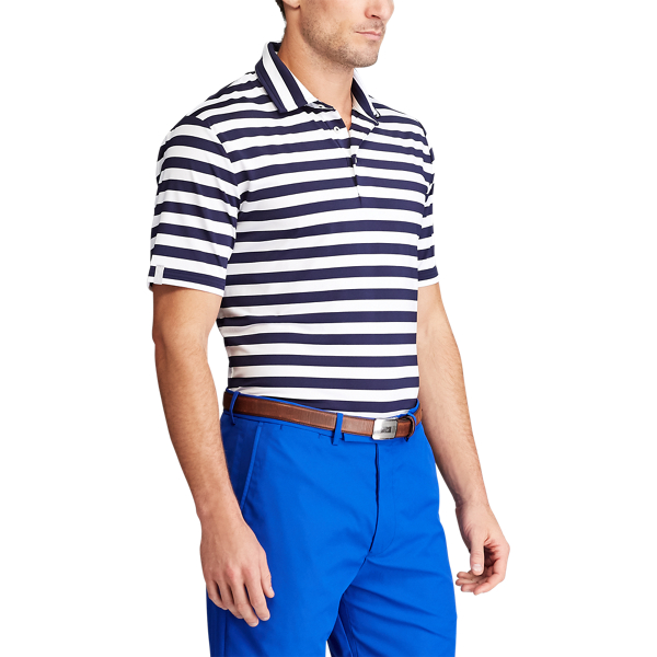 Camisa Polo Custom Slim Fit RLX em Azul-mar sublime/branco 5