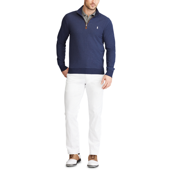 Medieval Blue Heather Slim Fit French Terry Pullover Polo Golf 2