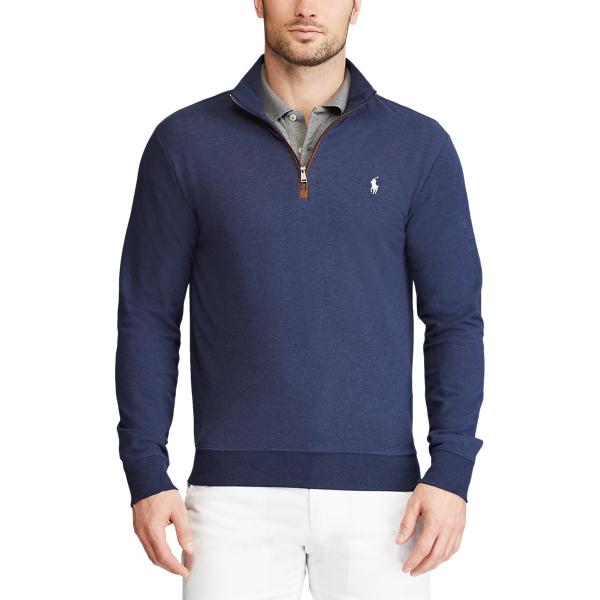 Medieval Blue Heather Slim Fit French Terry Pullover Polo Golf 3