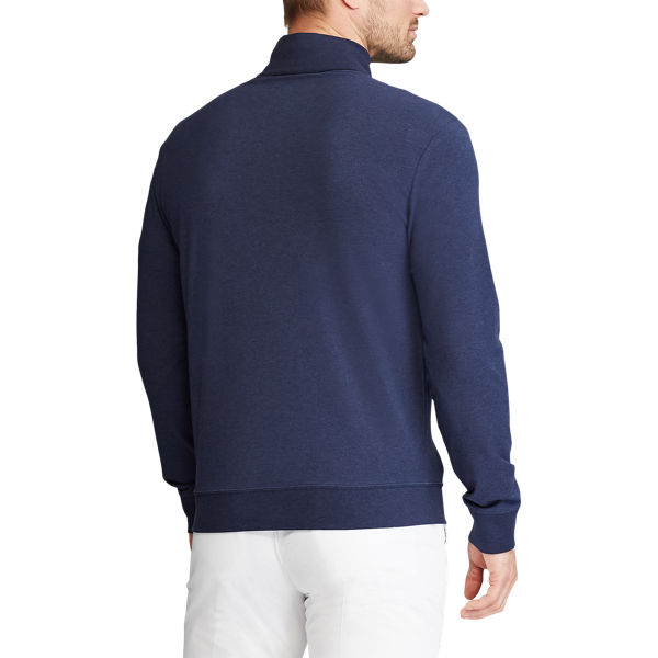 Medieval Blue Heather Slim Fit French Terry Pullover Polo Golf 4