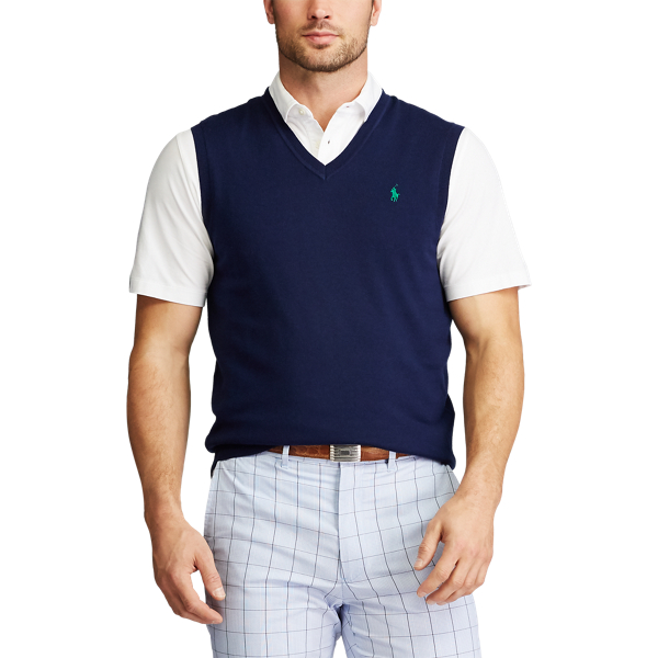 Refined Navy Washable Merino Sleeveless Jumper Polo Golf 3