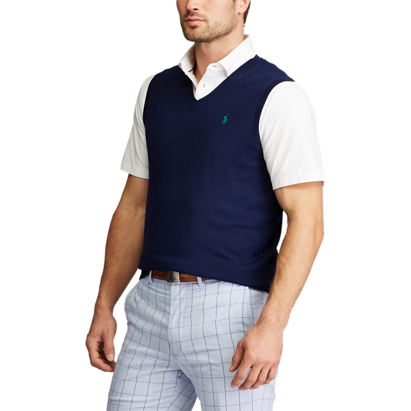 Refined Navy Washable Merino Sleeveless Jumper Polo Golf 5