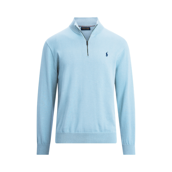 Baumwollpullover mit Reißverschluss Polo Golf in Puderblau 1