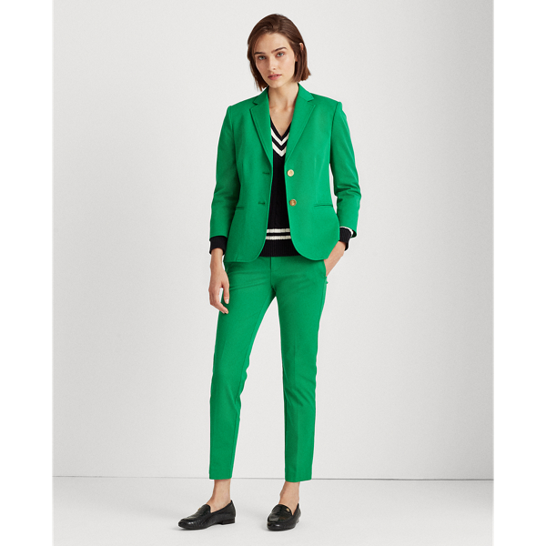 Hedge Green Stretch Cotton-Blend Blazer Lauren 4