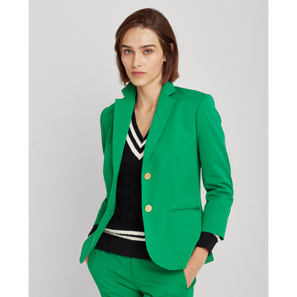 Hedge Green Stretch Cotton-Blend Blazer Lauren 5