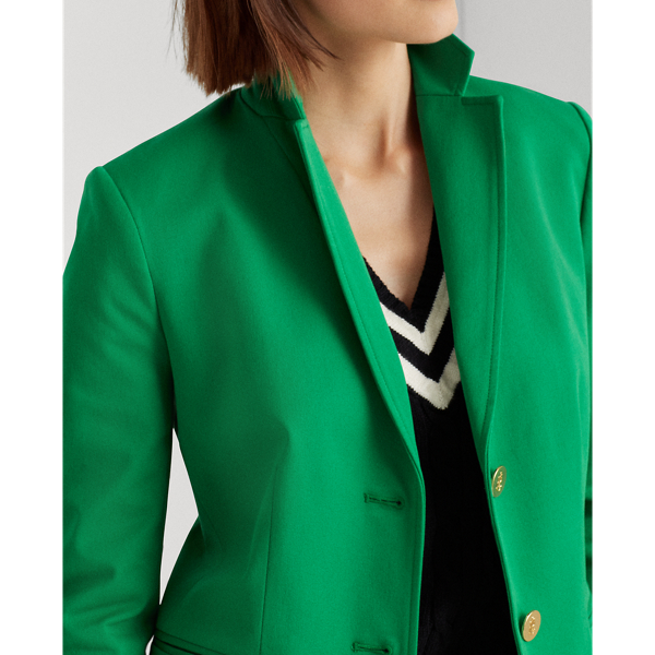 Hedge Green Stretch Cotton-Blend Blazer Lauren 8