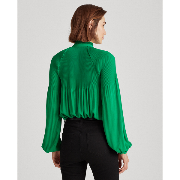 Hedge Green Georgette Tie-Neck Top Lauren 6