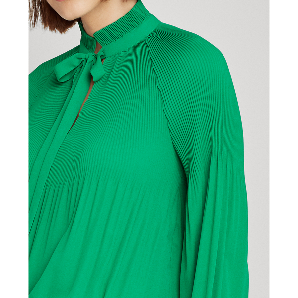 Hedge Green Georgette Tie-Neck Top Lauren 7