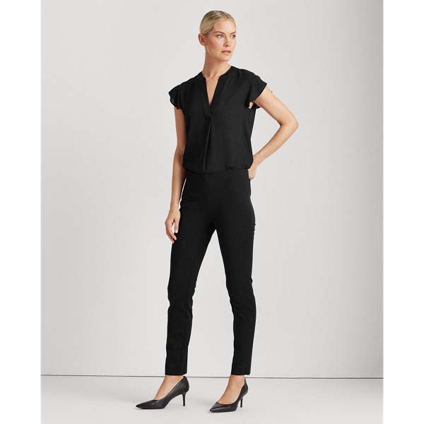 Black Georgette Flutter-Sleeve Top Lauren 3