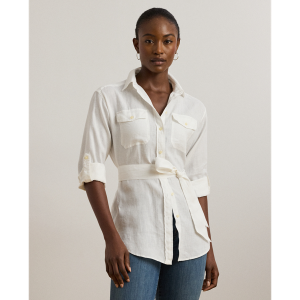 Relaxed Fit Belted Linen Shirt