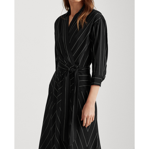 Black/Cream Collared Surplice Dress Lauren 6