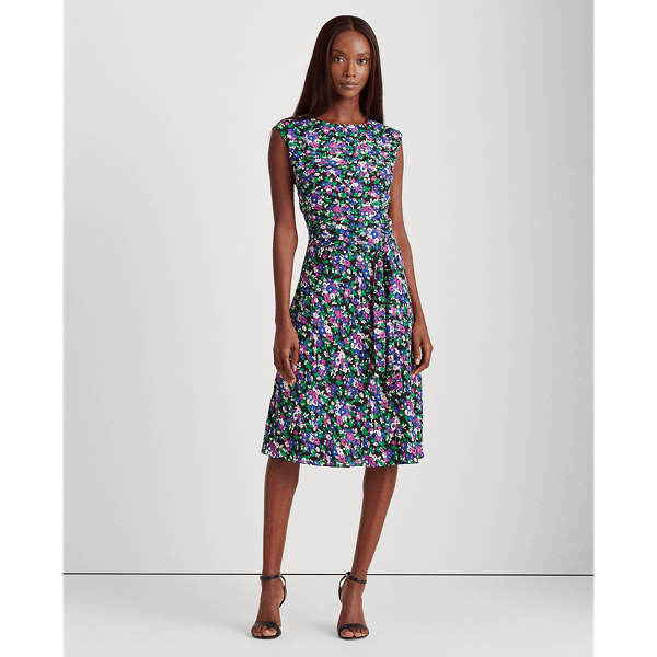Polo Black Multi Georgette Cap-Sleeve Dress Lauren 4