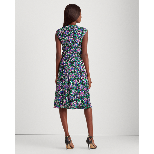Polo Black Multi Georgette Cap-Sleeve Dress Lauren 5