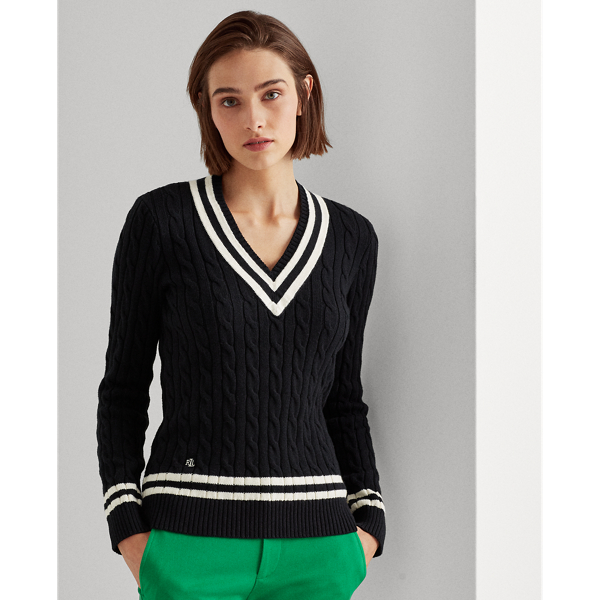 Polo Black/Cream Cotton Cricket Sweater Lauren 1