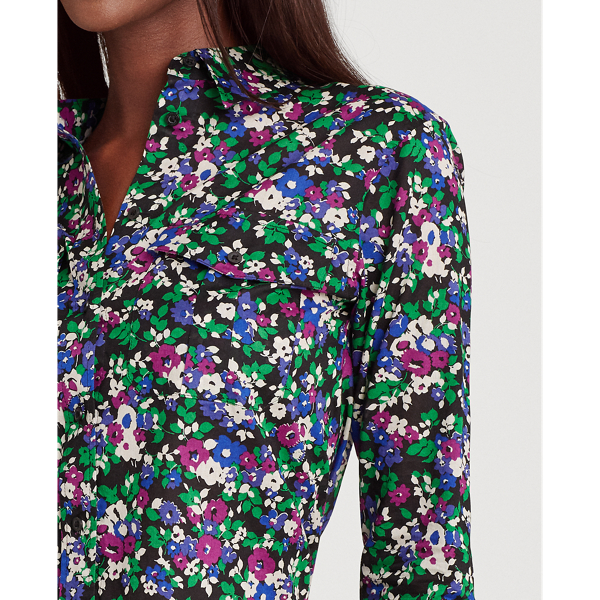 Polo Black Multi Floral-Print Cotton Shirt Lauren 5