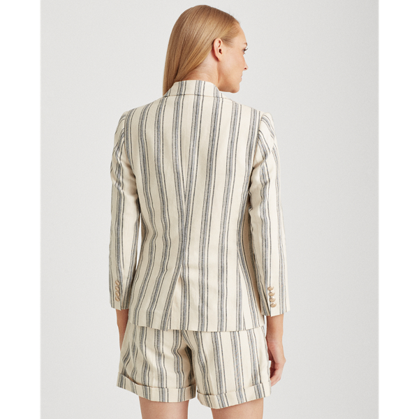 Cream Multi Striped Linen Twill Blazer Lauren 5