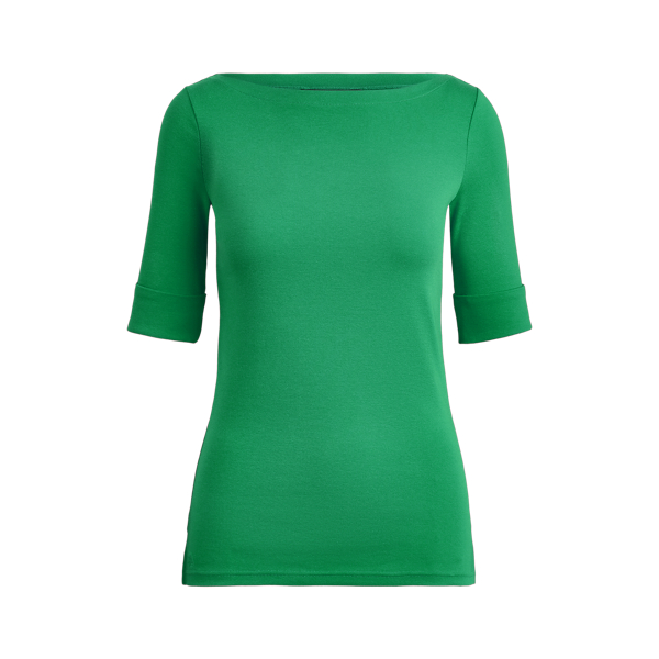 Cotton-Blend Boatneck Top Lauren 1