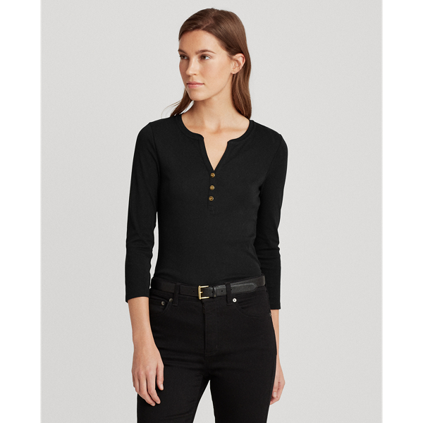 Polo Black Stretch Henley Tee Lauren 1
