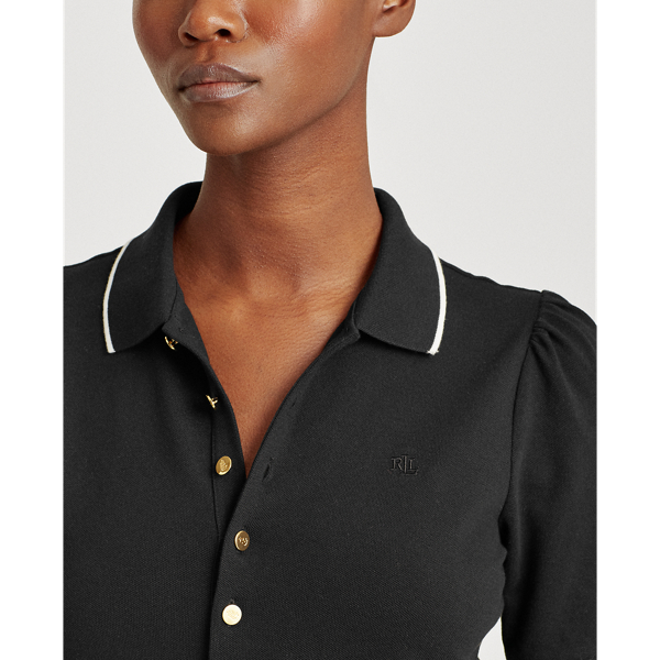 Polo Black Piqu&eacute; Puff-Sleeve Polo Shirt Lauren 5