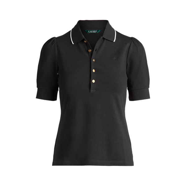 Polo Black Piqu&eacute; Puff-Sleeve Polo Shirt Lauren 2