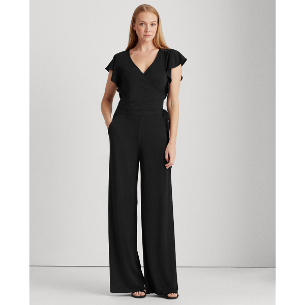Black Wrap-Style Jersey Jumpsuit Lauren 4