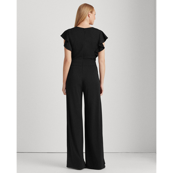 Black Wrap-Style Jersey Jumpsuit Lauren 5