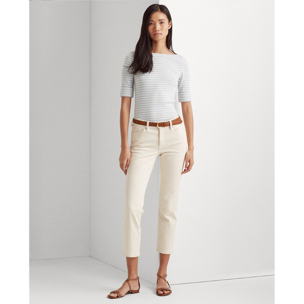 Soft Indigo/Mascarpone Cr Striped Cotton-Blend Top Lauren 3