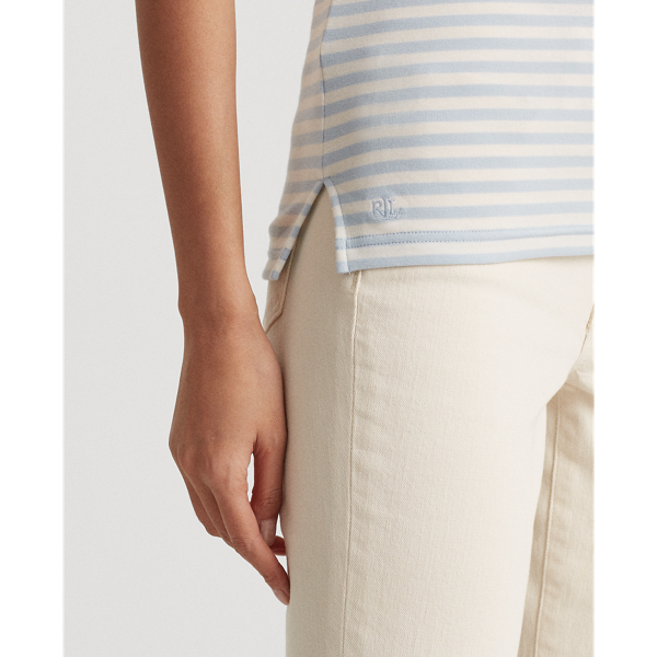 Soft Indigo/Mascarpone Cr Striped Cotton-Blend Top Lauren 5